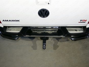 Накладки на задний бампер, ТСС Тюнинг Volkswagen Amarok рестайлинг (2016-2022)  (лист зеркальный)