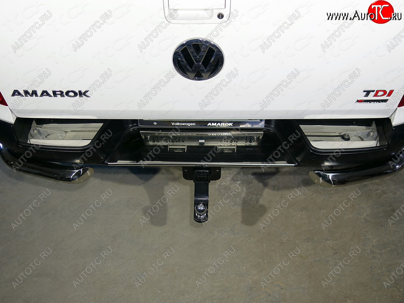 3 699 р. Накладки на задний бампер, ТСС Тюнинг Volkswagen Amarok рестайлинг (2016-2022) (лист зеркальный)