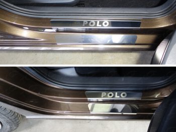 Накладки на пороги внешние и внутренние (8 шт) ТСС Тюнинг Volkswagen (Волксваген) Polo (Поло)  5 (2015-2020) 5 седан рестайлинг, хэтчбек рестайлинг