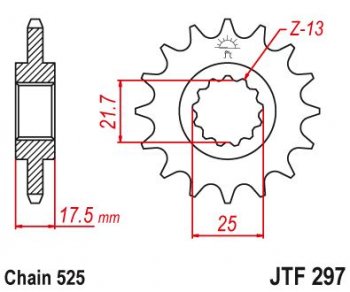 2 099 р. Звезда цепного привода JTF297 14 (jtf297.14). Увеличить фотографию 1