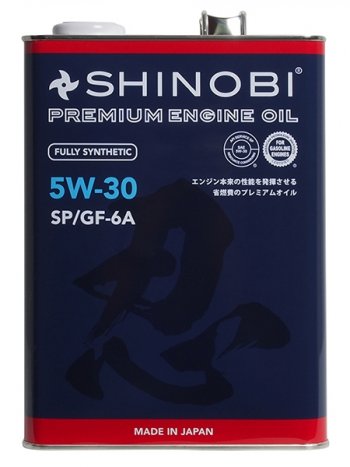 3 789 р. Масло моторное синтетическое SHINOBI SPGF-6A 5W-30 4L (SH0008). Увеличить фотографию 1