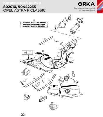 8 999 р. Топливный бак стальной (антикоррозия) Opel Astra F рестайлинг седан (1994-1998). Увеличить фотографию 8