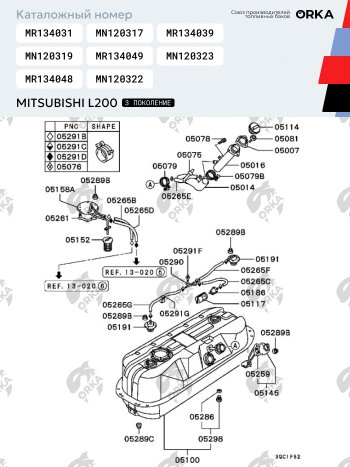 37 999 р. Топливный бак 75 литров (стагер)ORKA Mitsubishi L200 3 K6T-K7T дорестайлинг (1996-2005) ( из алюминия под штатную защиту). Увеличить фотографию 5