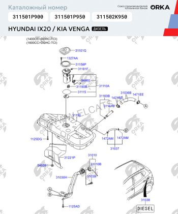 10 849 р. Топливный бак сталь (антикоррозия)  Hyundai i20 ( 1 PB,  2 GB,  3 BC3) (2008-2024). Увеличить фотографию 11