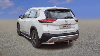 Защита заднего бампера (уголки) d 42,4 мм ТСС Тюнинг Nissan X-trail 4 T33 дорестайлинг (2021-2024)  (нержавейка)