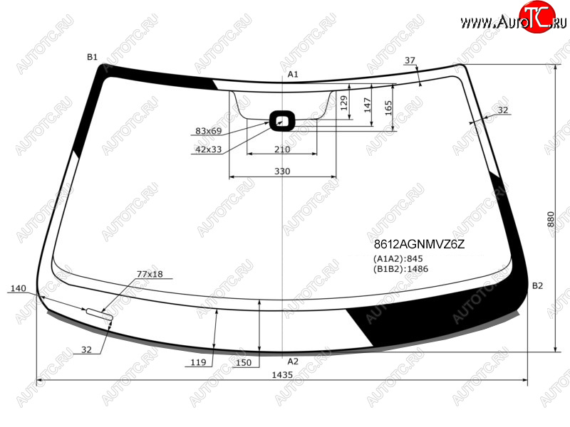 6 749 р. Стекло лобовое (Датчик дождя Молдинг для Российского рынка) Volkswagen Jetta 10-19 (8612AGNMVZ6Z)