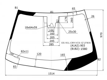 8 699 р. Стекло лобовое (Камера Датчик дождя Панорамная крыша) Lexus ES 15-18 (ES-16-L-CRY-VCS-1Z LFW/X). Увеличить фотографию 1