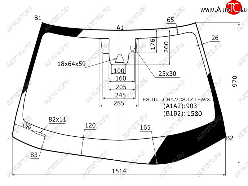 8 699 р. Стекло лобовое (Камера Датчик дождя Панорамная крыша) Lexus ES 15-18 (ES-16-L-CRY-VCS-1Z LFW/X)