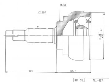 4 089 р. Шрус наружный NISSAN TEANA J32 QR25DE 08-13 (NI-087). Увеличить фотографию 1