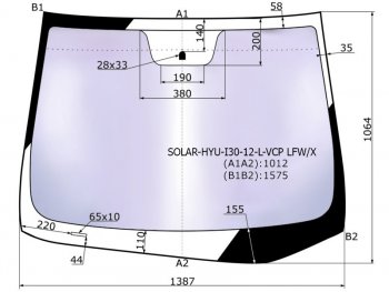 17 899 р. Стекло лобовое (Атермальное) Hyundai i30 11-17 (SOLAR-HYU-I30-12-L-VCP LFW/X). Увеличить фотографию 1