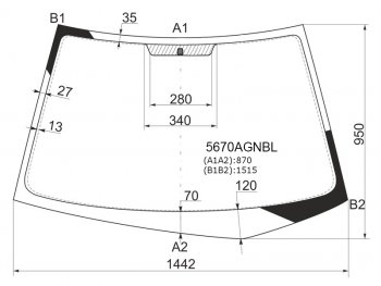 6 199 р. Стекло лобовое Mitsubishi Lancer 02-10  Lancer Evolution 01-08 (5670AGNBL). Увеличить фотографию 1