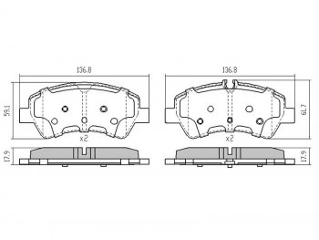 1 479 р. Колодки тормозные задние RH-LH SAT  Ford Tourneo Custom - Transit Custom. Увеличить фотографию 1