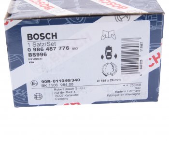 2 699 р. Колодки тормозные HYUNDAI Santa Fe (09-) KIA Sorento (09-) задние барабанные (4шт.) BOSCH (0986487776). Увеличить фотографию 4