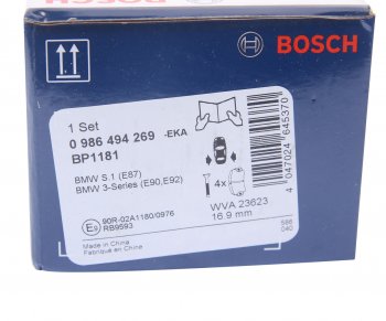 2 999 р. Колодки тормозные задние (4шт.) BOSCH BMW 3 серия E90 седан дорестайлинг (2004-2008). Увеличить фотографию 5