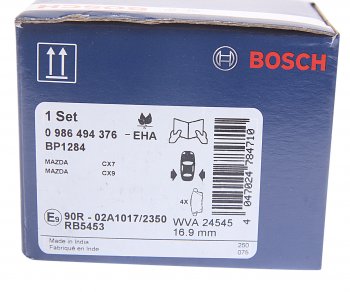 2 299 р. Колодки тормозные MAZDA CX-7 (07-),CX-9,MPV задние (4шт.) BOSCH BOSCH 0986494376 (0986494376). Увеличить фотографию 4