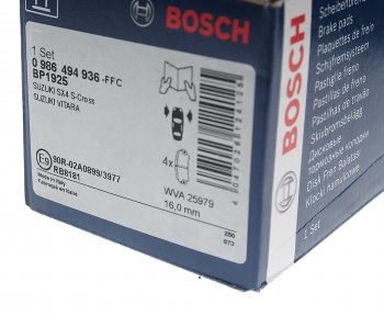 3 299 р. Колодки тормозные SUZUKI SX4 (13-) передние (4шт.) BOSCH (0986494936). Увеличить фотографию 3