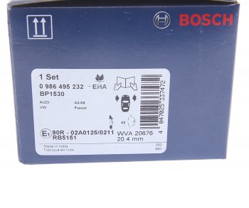 2 899 р. Колодки тормозные передние (4шт.) BOSCH Audi A4 B6 седан (2000-2006). Увеличить фотографию 4