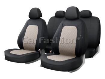 1 339 р. Универсальные чехлы сидений (майка, 11 предм., полиэстер) Cross CARFASHION Opel Agila A (2000-2007) (черно-бежевые ). Увеличить фотографию 1