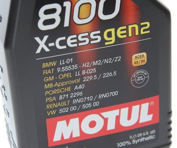 1 339 р. Масло моторное 8100 X-CESS GEN2 5W40 синт.1л MOTUL (111681). Увеличить фотографию 2