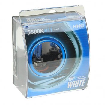 399 р. Лампа 12V H11 55W PGJ19-2 5500К бокс (2шт.) Super White HNG (12115sw2). Увеличить фотографию 1