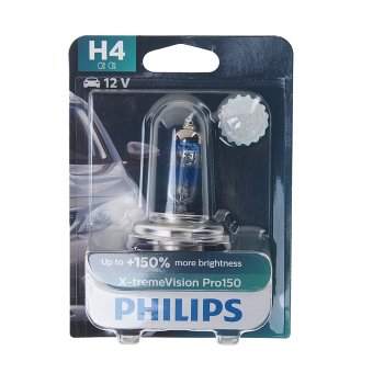 1 499 р. Лампа 12V H4 6055W P43t-38 +150% блистер (1шт.) X-Treme Vision Pro 150 PHILIPS (12342xvproбл). Увеличить фотографию 1