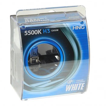 195 р. Лампа 12V H3 55W PK22s 5500К бокс (2шт.) Super White HNG (12355sw2). Увеличить фотографию 1