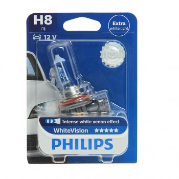 1 569 р. Лампа 12V H8 35W PGJ19-1 3700K блистер (1шт.) Xenon White Vision PHILIPS PHILIPS 12360whvb1 (12360whvb1). Увеличить фотографию 1