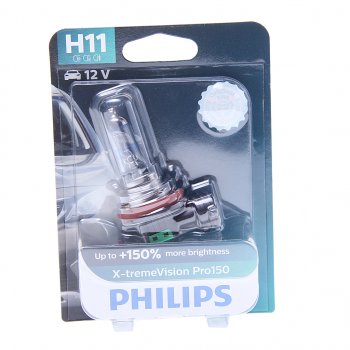 3 499 р. Лампа 12V H11 55W PGJ19-2 +150% блистер (1шт.) X-Treme Vision Pro 150 PHILIPS (12362xvproбл). Увеличить фотографию 1