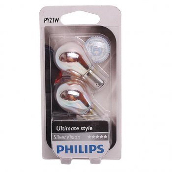 1 689 р. Лампа 12V PY21W BAU15s + 30% желтая блистер (2шт.) Silver Vision PHILIPS (12496svb2). Увеличить фотографию 1