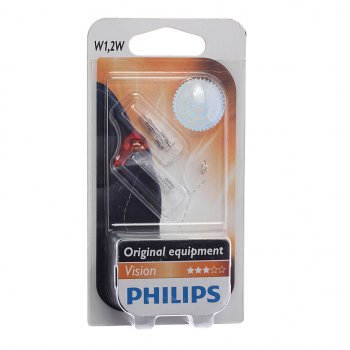 143 р. Лампа 12V W1.2W W2x4.6d блистер (2шт.) PHILIPS (12516b2). Увеличить фотографию 1