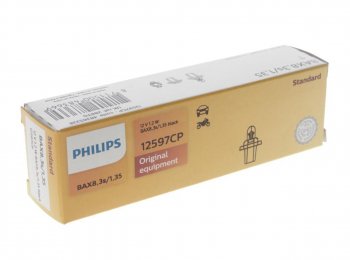 104 р. Лампа 12V 1.2W BAX8.3d черный патрон PHILIPS (12597cp). Увеличить фотографию 2