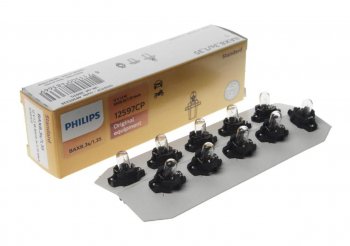 104 р. Лампа 12V 1.2W BAX8.3d черный патрон PHILIPS (12597cp). Увеличить фотографию 1