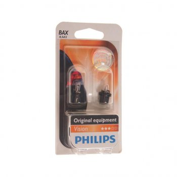 66 р. Лампа 12V 1.2W BAX8.5d черный патрон PHILIPS (12598b2). Увеличить фотографию 1