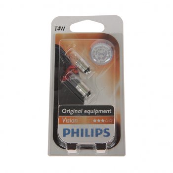 161 р. Лампа 12V T4W BA9s блистер (2шт.) PHILIPS PHILIPS 12929b2 (12929b2). Увеличить фотографию 1