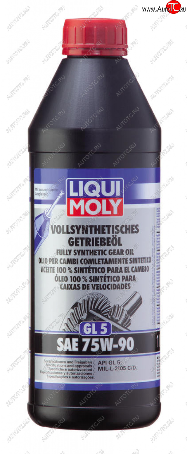 2 879 р. Масло трансмиссионное VOLLSYNTHETISCHES GETRIEBEOIL GL-5 75W90 синт.1л LIQUI MOLY (1414)