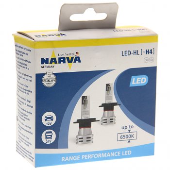 4 799 р. Лампа светодиодная 12V24V H4 24W P43t-38 6500K бокс (2шт.) Range Perfomance LED NARVA (180323000). Увеличить фотографию 3