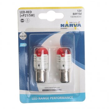 1 169 р. Лампа светодиодная 12V P215W 0.8W1.75W BAY15d блистер (2шт.) Red Range Performance LED NARVA (180964000). Увеличить фотографию 1