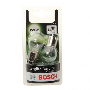 259 р. Лампа 12V P21W BA15s блистер (2шт.) Longlife Daytime BOSCH (1987301050). Увеличить фотографию 1