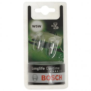 160 р. Лампа 12V W5W T10W W2.1x9.5d блистер (2шт.) Longlife Daytime BOSCH (1987301052). Увеличить фотографию 1