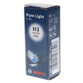 122 р. Лампа 12V H3 55W PK22s Standart Pure Light BOSCH (1987302031). Увеличить фотографию 3