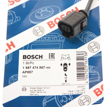 589 р. Датчик износа тормозных колодок VW Touareg (10-) передний (1шт.) BOSCH BOSCH 1987474567 (1987474567). Увеличить фотографию 2