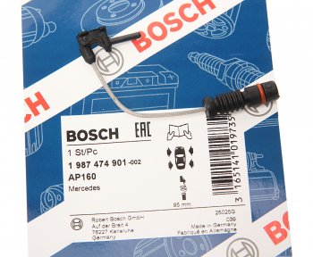 168 р. Датчик износа тормозных колодок MERCEDES C (W202),E (W210),G (W461) передний (1шт.) BOSCH (1987474901). Увеличить фотографию 2