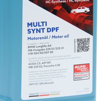 1 999 р. Масло моторное HIGHTEC MULTI SYNT DPF SPC3 5W30 синт.1л ROWE (20125-0010-99). Увеличить фотографию 2