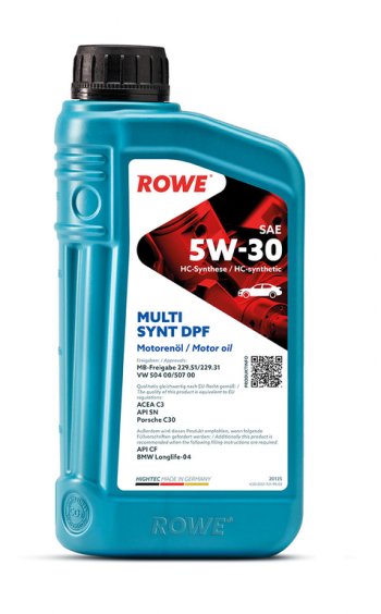 1 999 р. Масло моторное HIGHTEC MULTI SYNT DPF SPC3 5W30 синт.1л ROWE (20125-0010-99). Увеличить фотографию 3