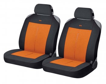 Универсальные чехлы сидений (майка, 4 предм., полиэстер) Vertical Front CARFASHION Renault Kadjar рестайлинг (2018-2024)  (черно-оранжевые)
