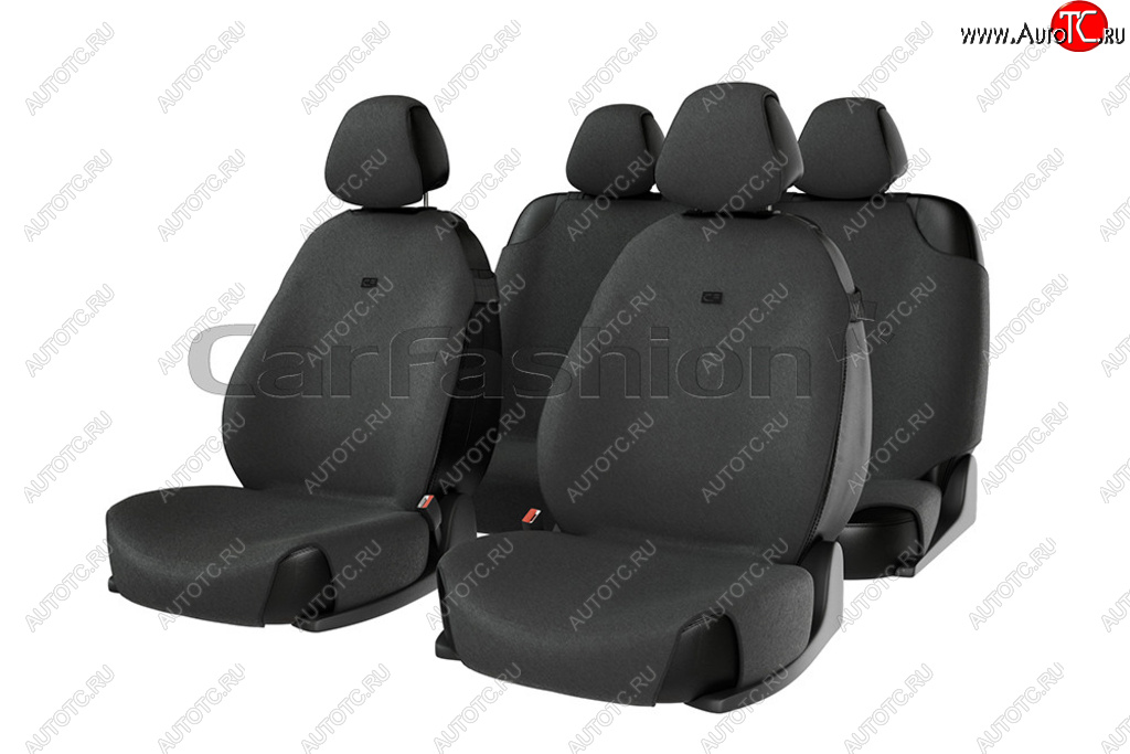 1 749 р. Универсальные чехлы сидений (майка, 7 предм., полиэстер) CARFASHION Peugeot 301 (2017-2024) (темно серые)