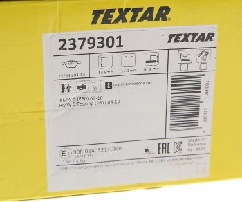 3 999 р. Колодки тормозные BMW 3 (E90),5 (E60) (03-) (1.83.0) передние (4шт.) TEXTAR (2379301). Увеличить фотографию 3