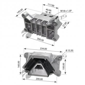 5 789 р. Подушка MAN TGA,TGS,TGX двигателя задняя MANSONS (400.571). Увеличить фотографию 1