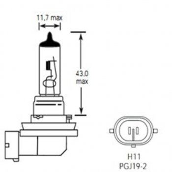 299 р. Лампа 12V H11 55W PGJ19-2 1350лм Стандарт TESLAFT (Россия) (4631111142868). Увеличить фотографию 2