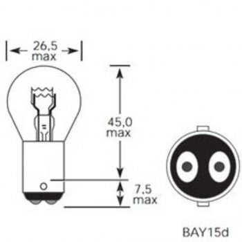 30 р. Лампа 12V P215W BAY15d 44035лм Стандарт TESLAFT (Россия) (4631111142943). Увеличить фотографию 4